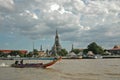 Tourist long tail boat on Bangkok river and Dawn t Royalty Free Stock Photo