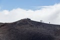 Tourist making photos on Etna mountain