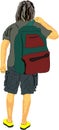 Tourist Man in half sleeve t-shirt and Bermuda and backpack bag on one Shoulder going away travelling concept illustration Royalty Free Stock Photo