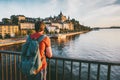 Tourist man sightseeing Stockholm city