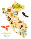 Tourist map of Peru with different landmarks