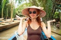 Tourist at Mekong delta cruise Royalty Free Stock Photo