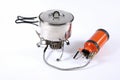 Tourist metal pan with multi-fuel burner