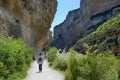 Tourist in the mountain canyon Foz de Lumbier