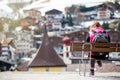 Tourist in mountain town Royalty Free Stock Photo