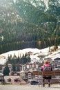 Tourist in mountain town Royalty Free Stock Photo