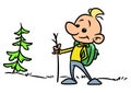 Tourist nature walk minimalism character cartoon illustration