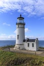 Tourist at the North Head lighthouse. Royalty Free Stock Photo