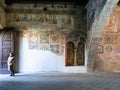 Tourist in old aula Tempietto di Santa Croce
