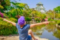 Tourist at Osaka Castle Royalty Free Stock Photo