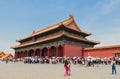 Tourist in a palace complex Forbidden City the home of Chinese emperors in Beijing China