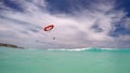 A tourist parascending in the resort of Cancun Royalty Free Stock Photo