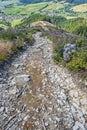 Tourist path, calamity forest and Liptovska Luzna village, Low Tatras, Slovakia