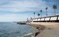 Tourist people resting in a coffee shop at the beach. Paphos city cyprus europe