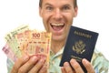 Tourist with pesos and passport