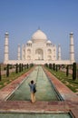 Tourist photographing Taj Mahal in Agra, Uttar Pradesh, India