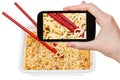 Tourist photographs of cooked instant ramen Royalty Free Stock Photo