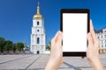 Tourist photographs Saint Sophia Cathedral , Kiev Royalty Free Stock Photo