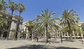 Tourist on Plaza Real in Barcelona, Spain