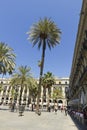 Tourist on Plaza Real in Barcelona, Spain