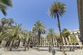 Tourist on Plaza Real in Barcelona, Spain