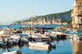 Tourist port with many motor boats and sailing boats, of Marina Lobra of the city of Massa Lubrense Royalty Free Stock Photo