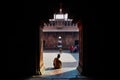 A tourist poses in Agra Fort, Agra, India. Royalty Free Stock Photo