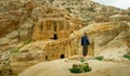 Tourist posing in Petra Jordan