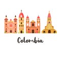 Tourist poster with famous destination of Colombia