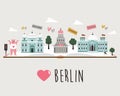 Tourist poster with famous destinations and landmarks of Berlin