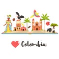Tourist Poster With Famous Destination Of Colombia