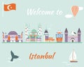 Tourist poster with famous destinations and landmarks of Istanbul Royalty Free Stock Photo