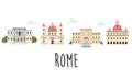 Tourist poster with famous destinations and landmarks of Rome