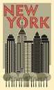 Tourist Poster New York. Retro Postcard