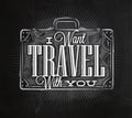 Tourist poster suitcase chalk