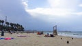 Tourist relaxing on the Bari beach