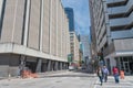 Tourist and resident walking along clean street in downtown Dallas, Texas