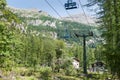 Tourist resort in the Alps. Chairlift in Macugnaga, Italy Royalty Free Stock Photo