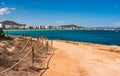 Tourist resort of beach coastline in Cala Millor on Majorca island, Spain Royalty Free Stock Photo