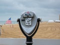 Tourist retro coin operated binoculars on the beach, Virginia, USA