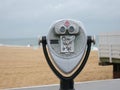 Tourist retro coin operated binoculars on the beach, Virginia, USA