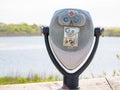 Tourist retro coin operated binoculars on the beach, Virginia, USA Royalty Free Stock Photo