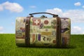 Tourist retro suitcase for travelling