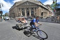 Tourist on a rickshaw in front of Chamber of Deputies building i Royalty Free Stock Photo