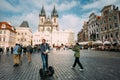 Tourist rides a electric scooter Segway on old Royalty Free Stock Photo