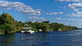 Tourist river cruise boats, Zambezi river, Chobe National Park, Botswana