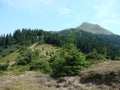 The mountain range of the Marmaros of the Ukrainian Carpathians near the town of Rakhiv of the Transcarpathian region. Ukraine. 08 Royalty Free Stock Photo