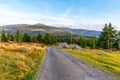 Tourist road in the middle of mountain landscape, Giant Mountains, Krkonose, Czech Republic