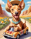 Tourist road travel tour America country family dog