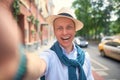 tourist`s selfie on the streets Royalty Free Stock Photo